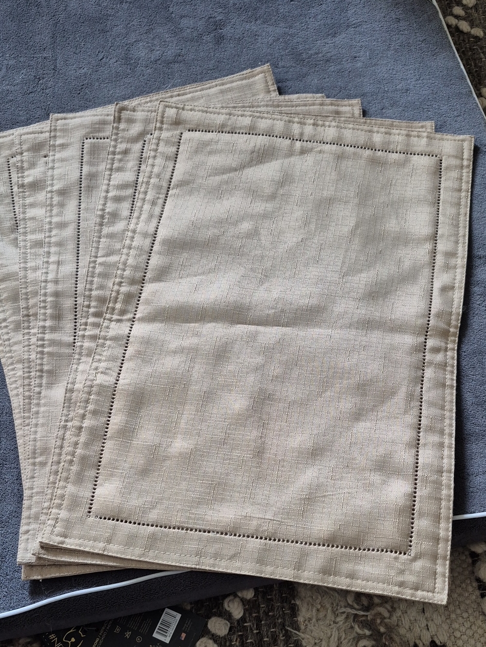 Six Taupe Linen Napkins Placemats